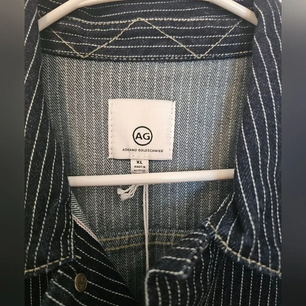 Mens AG Striped Denim Jacket